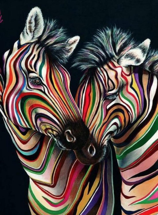 Diamond painting gekleurde zebras