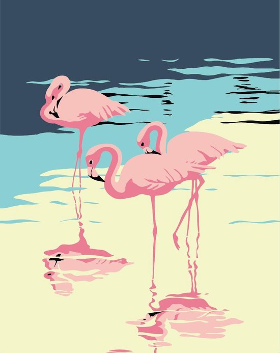Schilderen op nummer flamingos