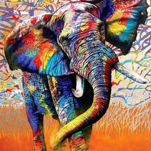 Schilderen op nummer kleurrijke olifant